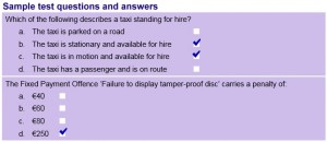 sample taxi test questions and answers
