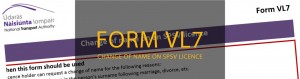 form VL7 SPSV licence name change